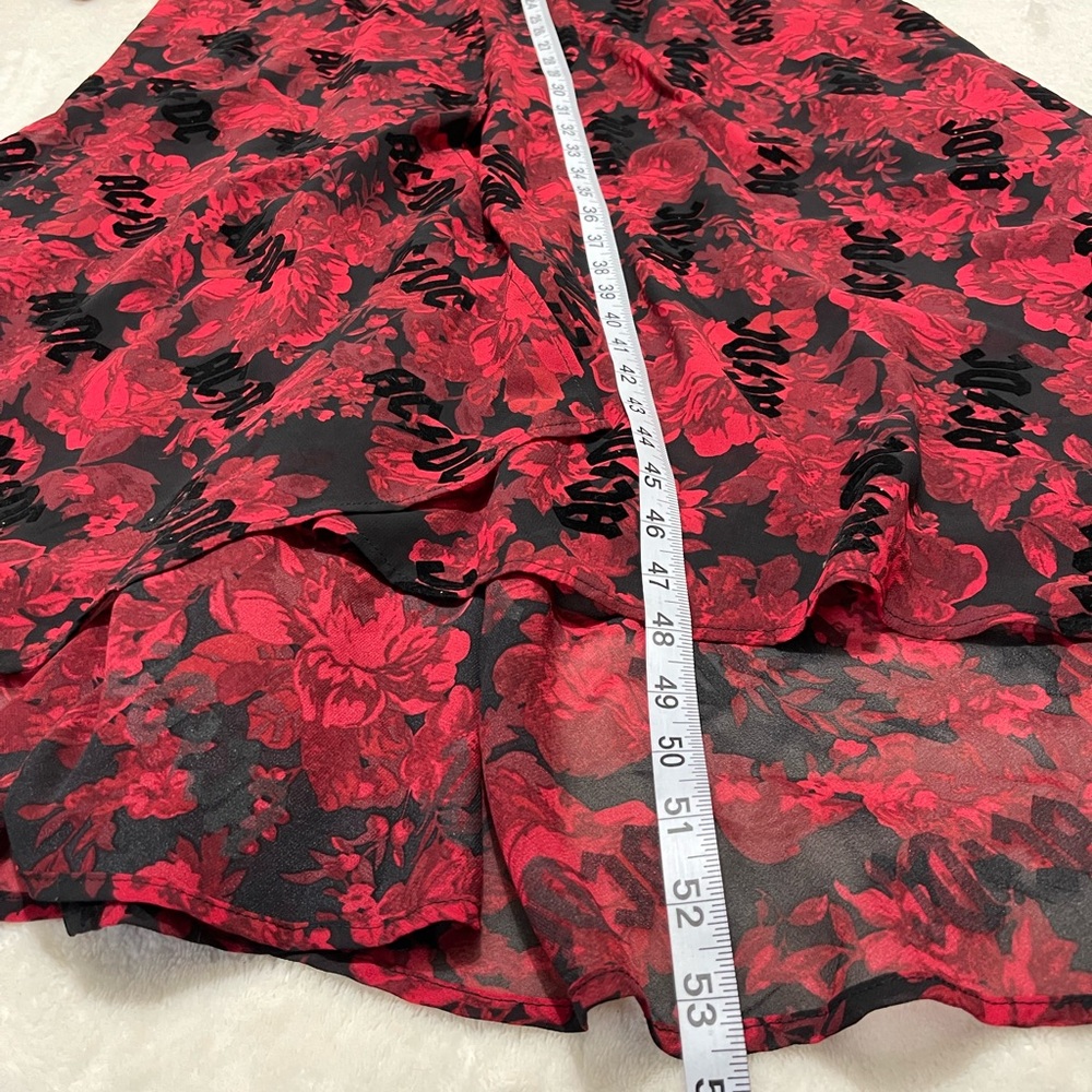 AC/DC Torrid Black & Red Floral Chiffon Hi-Lo Kimono - Picture 5 of 7